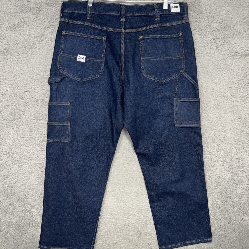 Lee Workwear Jeans Men's Sz 38 x 28 Dark Blue Wash Denim Carpentry Style Pants